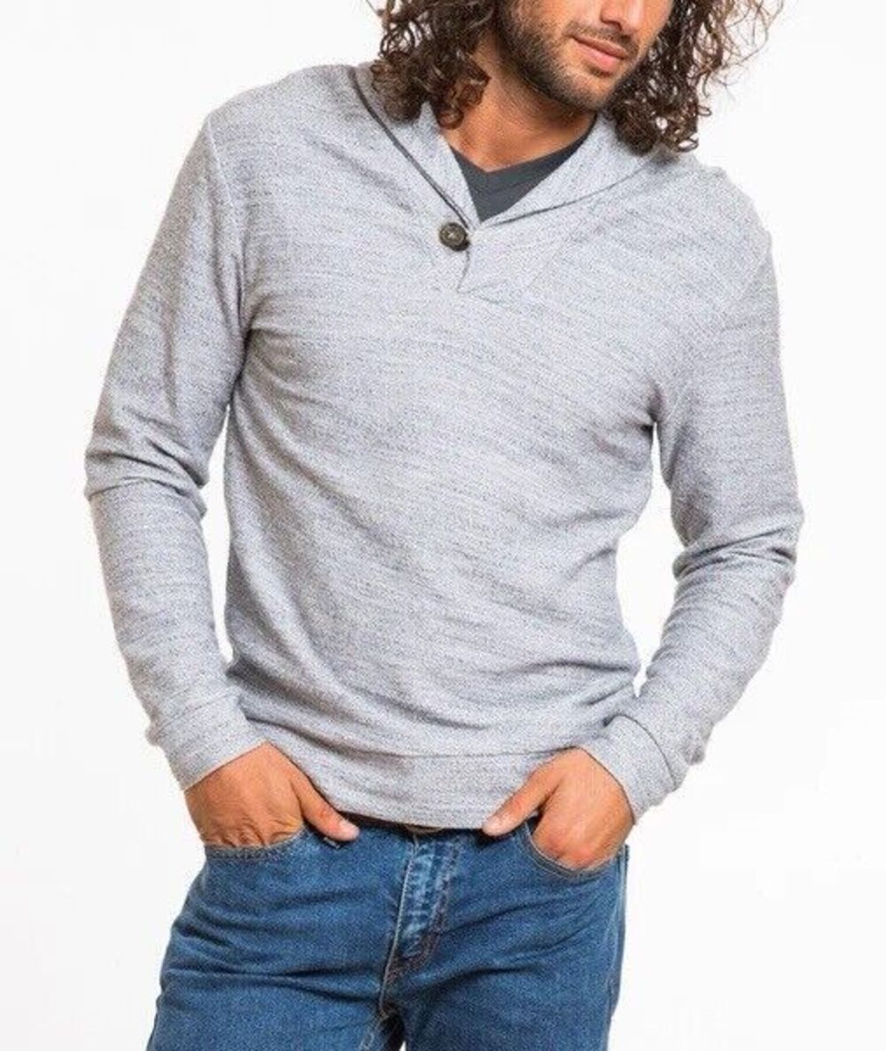 Marine Layer Men Sweater Gray Heathered Shawl Knit Pullover Jumper Casual Medium